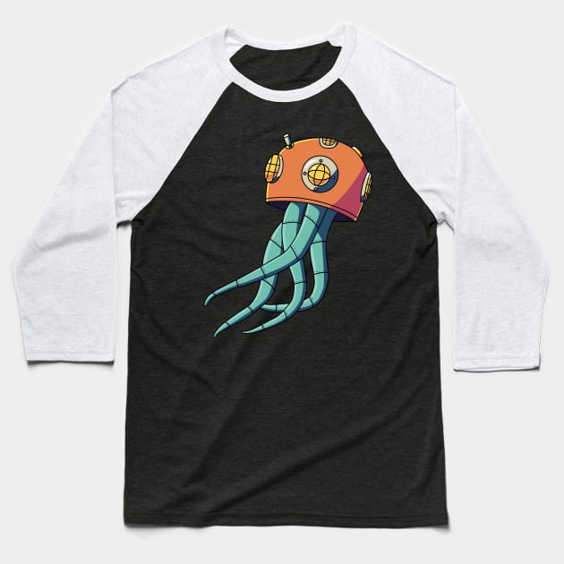 Jellyfish wears diving helmet Baseball T-Shirt by rikifadilah